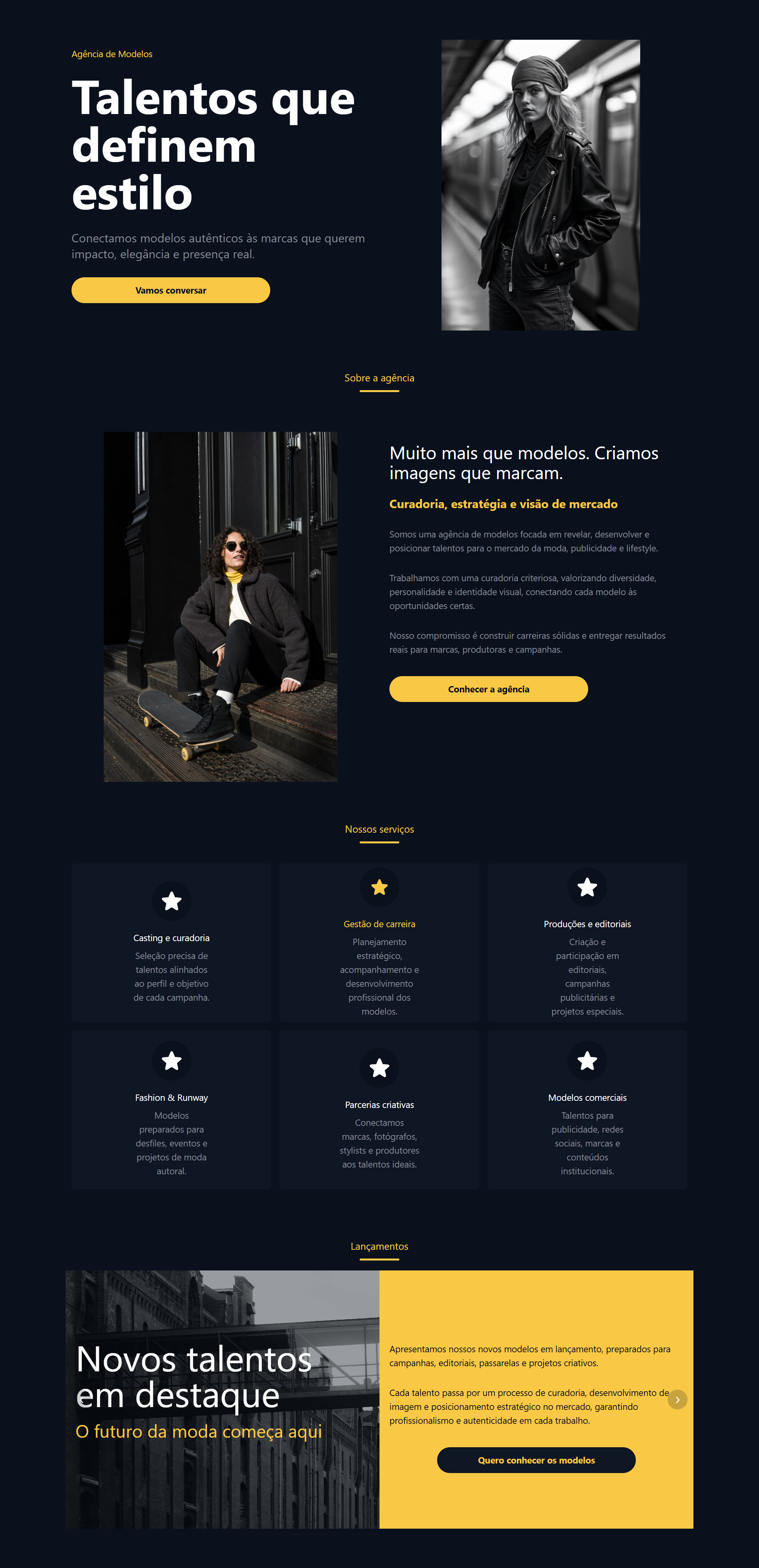 Landing page para agencia de modelos